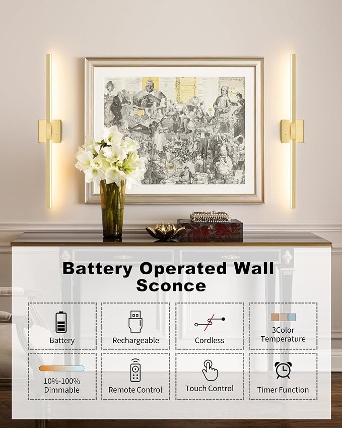 Rayogale 40 Inch 8000mAh Rechargeable Wall Sconce - Image 3