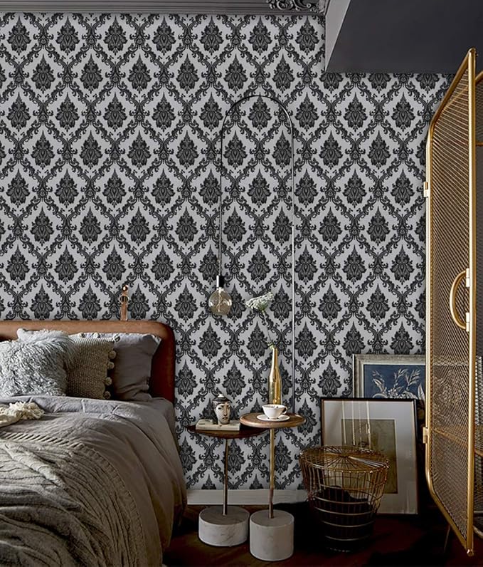 17.7" x118" Peel and Stick Wallpaper Black Wall Paper - Image 2