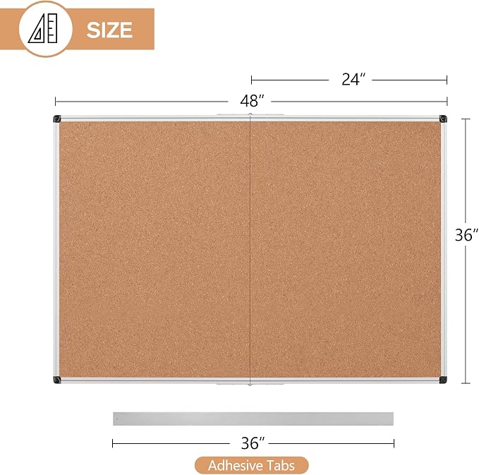 Cork Board Bulletin Board 36 x 48, Foldable Office Board - Image 4