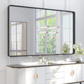 TETOTE 60 x 36 Inch Bathroom Mirror, Matte Black Metal Frame Modern Farmhouse by TETOTE