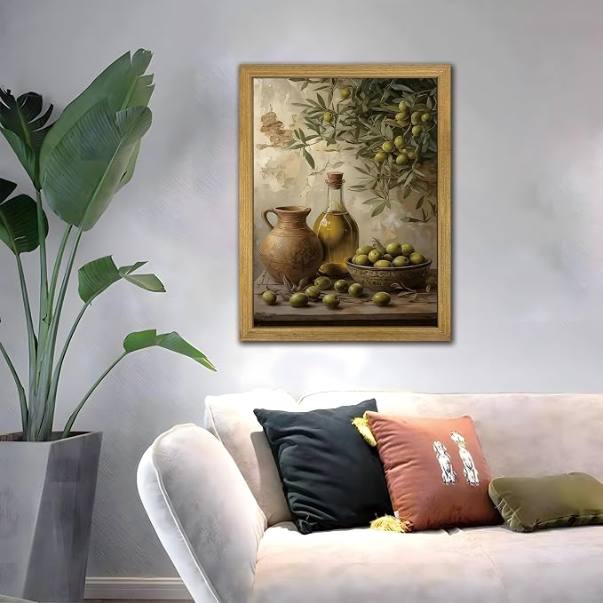 Wood Framed Olive Kitchen Wall Art, Vintage Rustic Still Life Canvas Print - Image 8