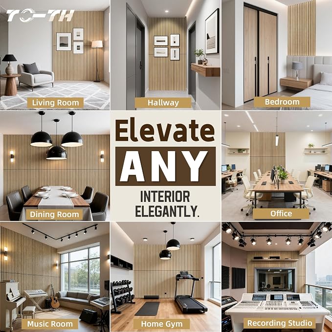 TO-TH Wood-Look Acoustic Panel, 4 Pack 47.2” x 23.6” Soundproof Wall Panels - Image 8