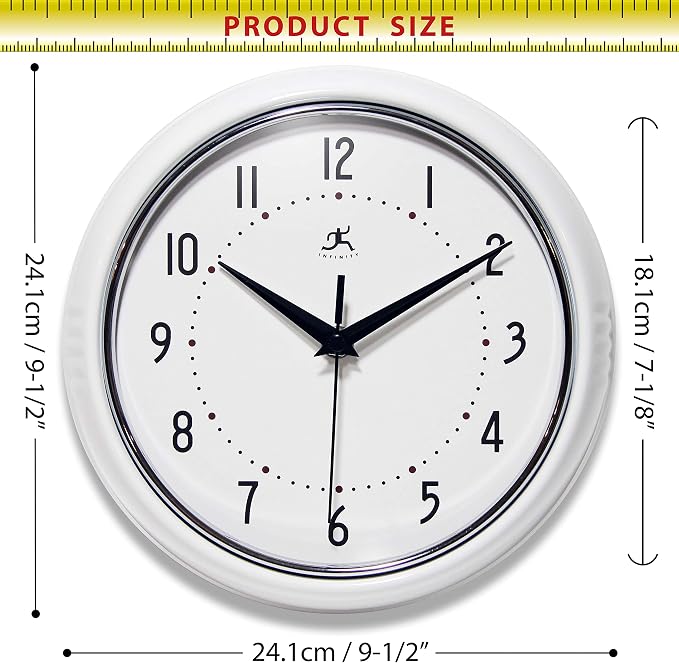 Infinity Instruments LTD. Retro 9 inch Silent Sweep Non-Ticking Mid Century - Image 5