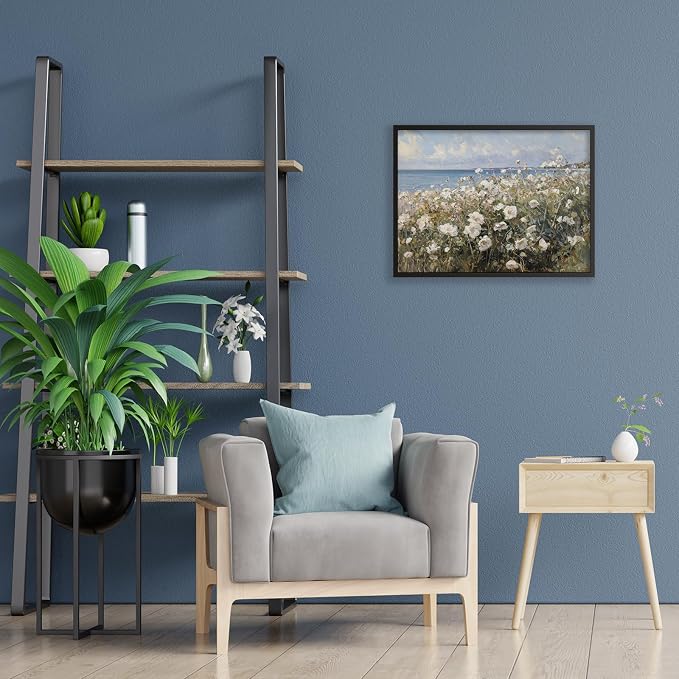 Nature Landscape Wall Art Coastal Wildflower Poster 08x10 inch Black Framed - Image 3