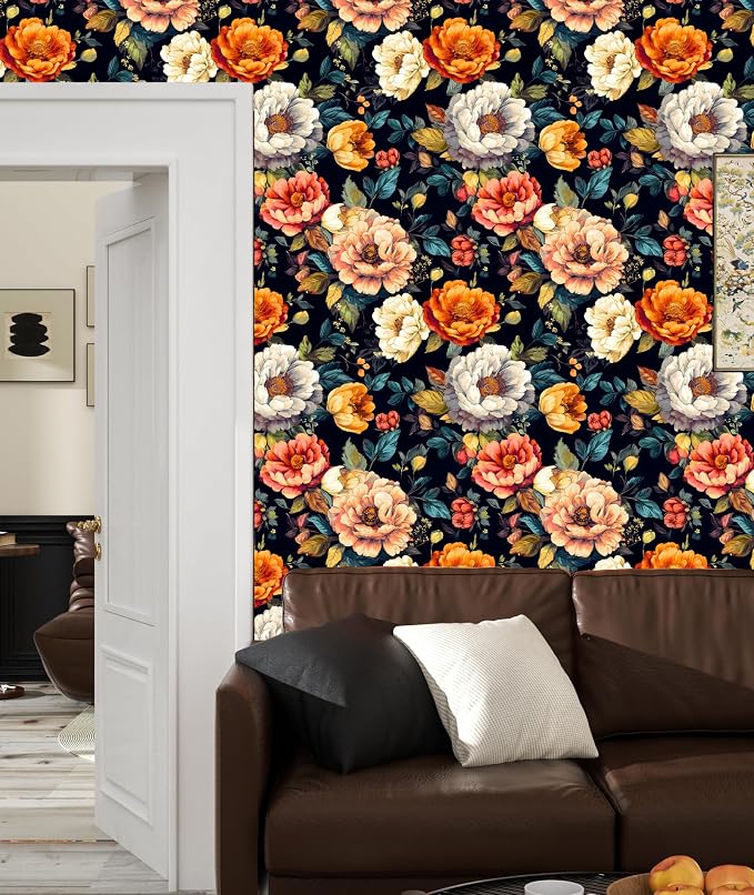 BOKEBEVE Extra Long Peel and Stick Wallpaper Vintage Extra Long Floral - Image 6