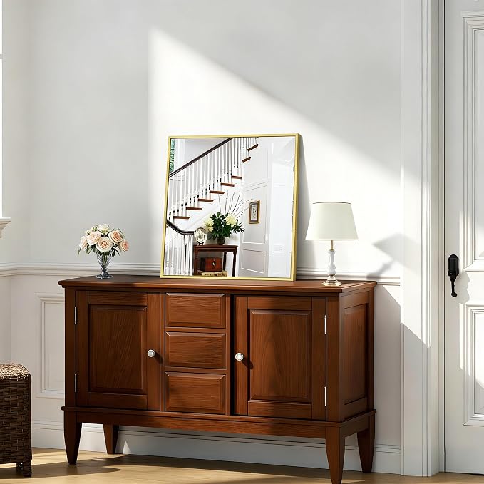 KOCUUY Gold Bathroom Mirror, HD Tempered Glass, Anti-Rust Frame, Modern Design - Image 5