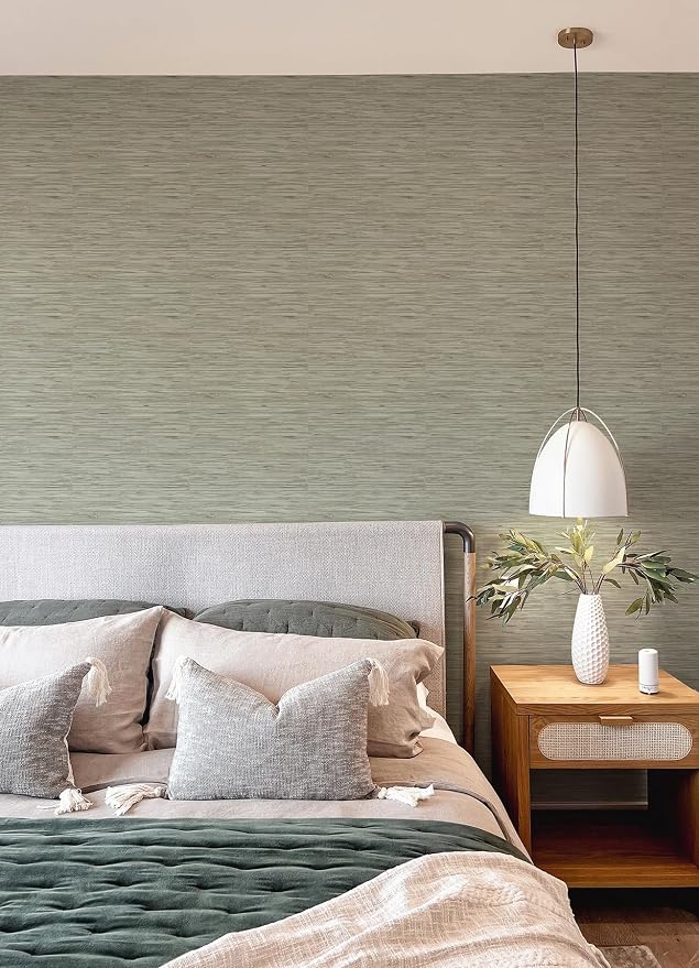 NuWallpaper Green Grassweave Peel and Stick Wallpaper, Textured Removable - Image 2