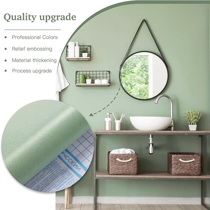 Dimoon 17.3''x78.7''Peel and Stick Wallpaper Light Green Contact Paper - Image 8
