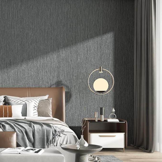 Haimin Grasscloth Wallpaper Textured 24in X 393in Fabric Contact Paper Gray - Image 7