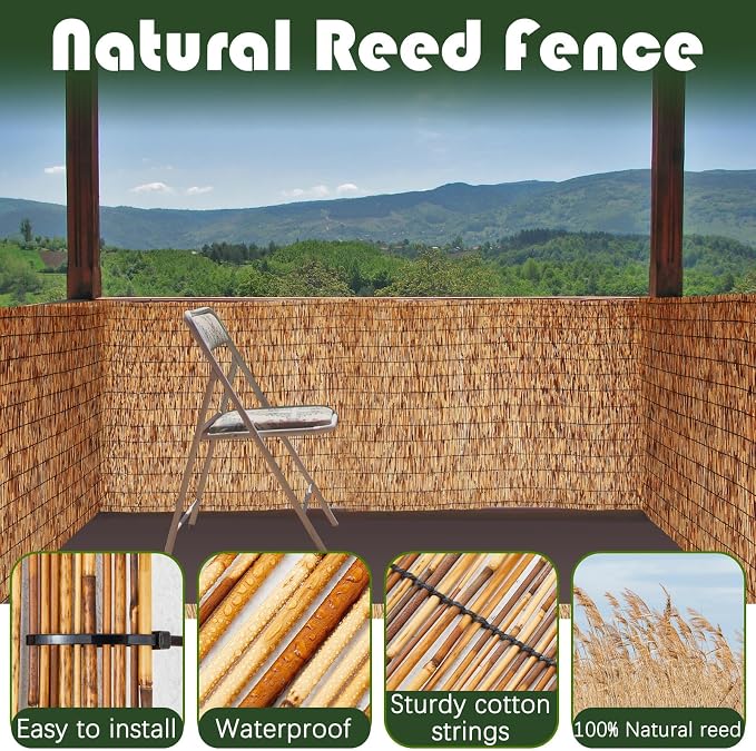 Barydat 3 Pcs 4 x 16.4 ft Reed Fence Roll, 85% Shade Bamboo Privacy Screen - Image 6