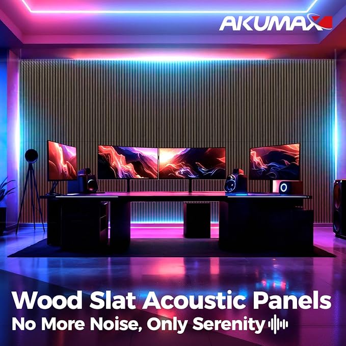 AKUMAX 2 Pack Acoustic Panels, Wood Slat - Image 7