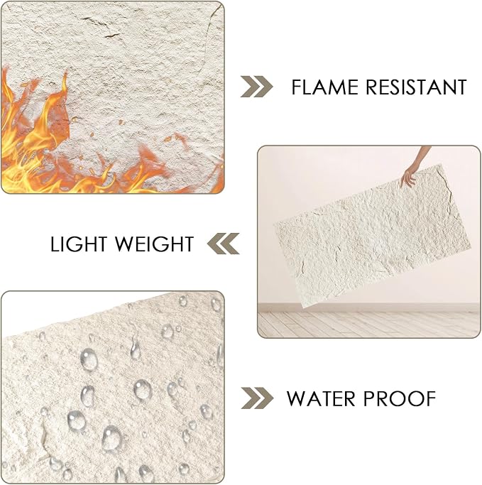 5-Pack 3D Faux Stone Wall Panels, PU Cement-Texture Wainscoting Panels - Image 5