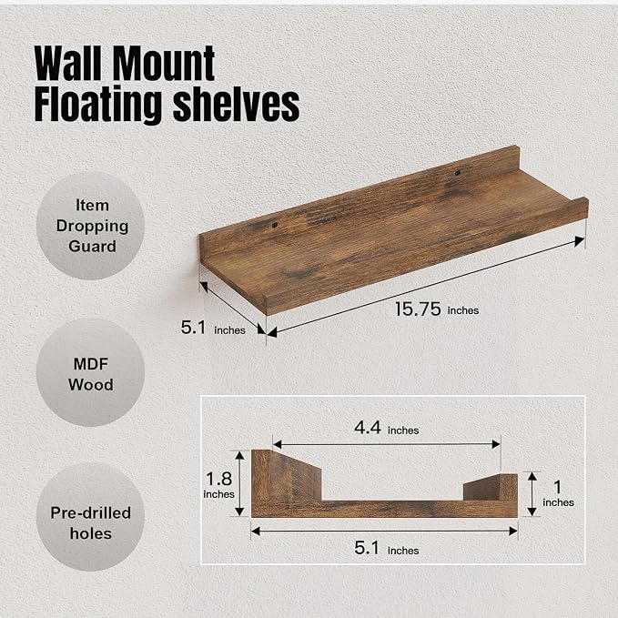 RICHER HOUSE 5 Set Floating Shelves - Image 3