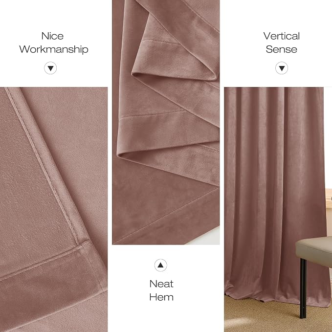 NICETOWN Dusty Pink Velvet Curtains - Image 8