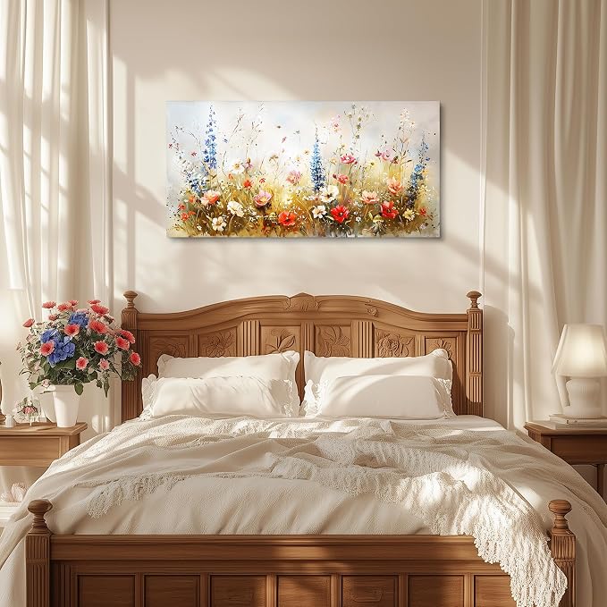 SERIMINO Spring Wildflower Wall Art, Nature Botanical Floral Large Artwork - Image 4