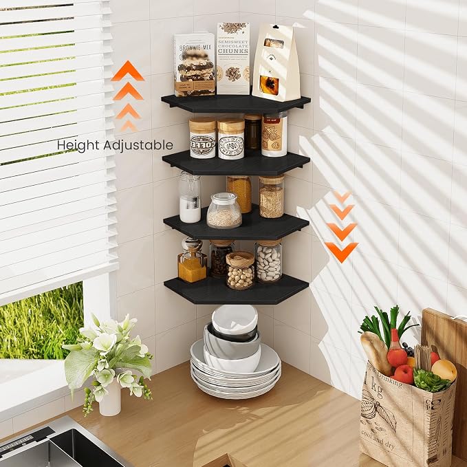 Homode Corner Floating Shelves, Corner Shelves Wall Mounted - Image 5