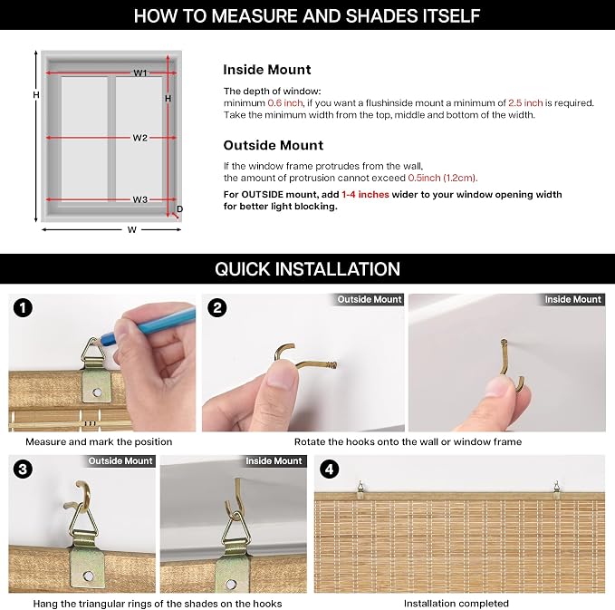 LazBlinds Cordless Bamboo Blinds, Bamboo Roll Up Shades - Image 6