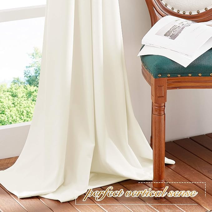 NICETOWN Thermal Insulated Velvet Curtains Ivory White 84 inch Length, Heavy - Image 8