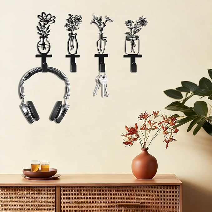 Decorative Wall Hooks, Metal Flowers Wall Decor - Image 7