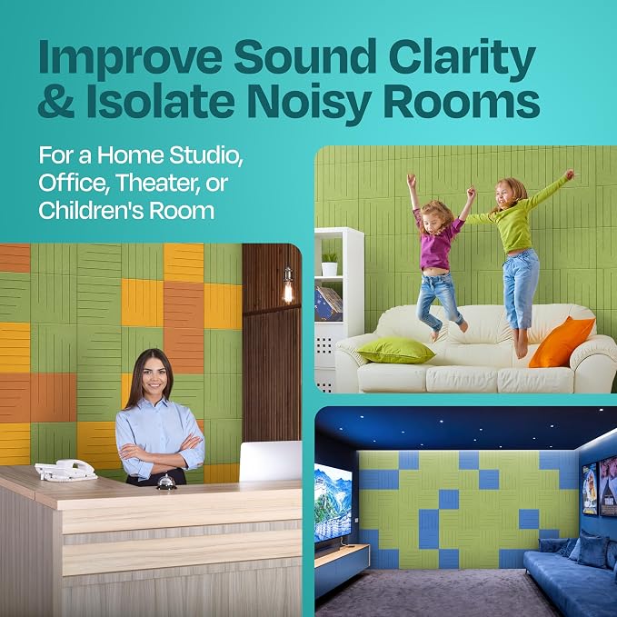 Acoustic Panels 12-Pack Soundproof Wall Panels 12"x12"x0.4" Decorative Sound - Image 7