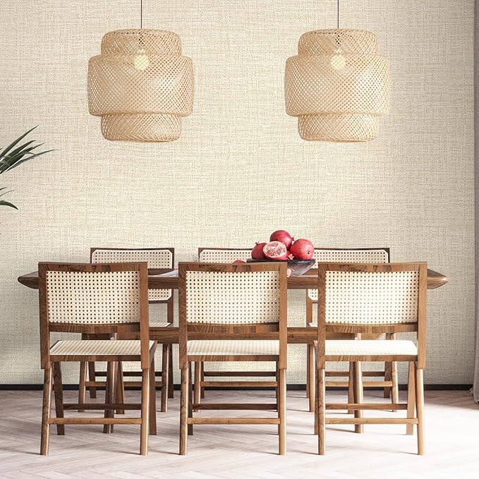 Beige Grasscloth Peel and Stick Wallpaper 17.3"x300" Faux Linen Textured - Image 8