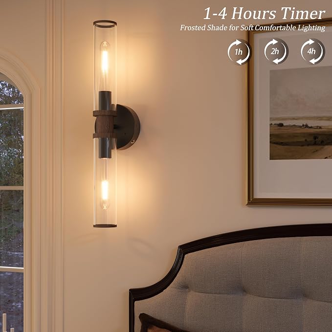 Battery Operated Wall Sconce Set of 2, Modern Cordless Wall Lights - Image 4