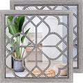 Wocred 2 PCS Square Wall Mirror, Gorgeous Rustic Farmhouse Accent Mirror by Wocred