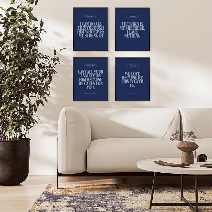 Locomiss Navy Blue Christian Wall Art Decor Posters, Minimalist Jesus Scripture - Image 3