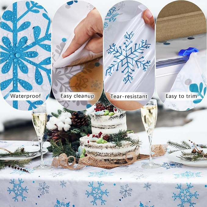 Kochorie 100 Ft x 54 Inch Christmas Snowflake Printed Tablecloth Roll - Image 4