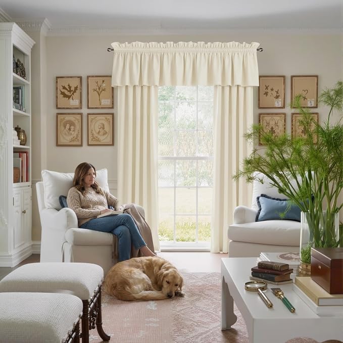 NICETOWN Ivory White Velvet Valance Curtain - Image 5