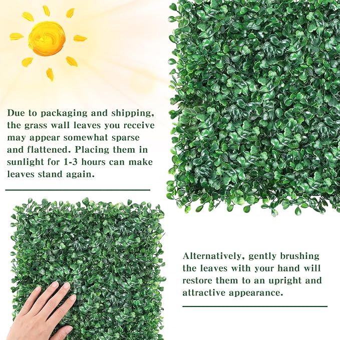 CEWOR 10"x10" Artificial Grass Wall Panels, UV Resistant & Anti-Fade Greenery - Image 6