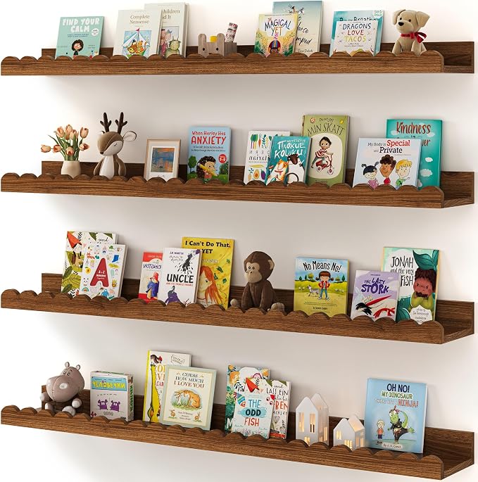 Shario Nursery Book Shelves, Scalloped Shelves, Wall Book Shelves by Shario