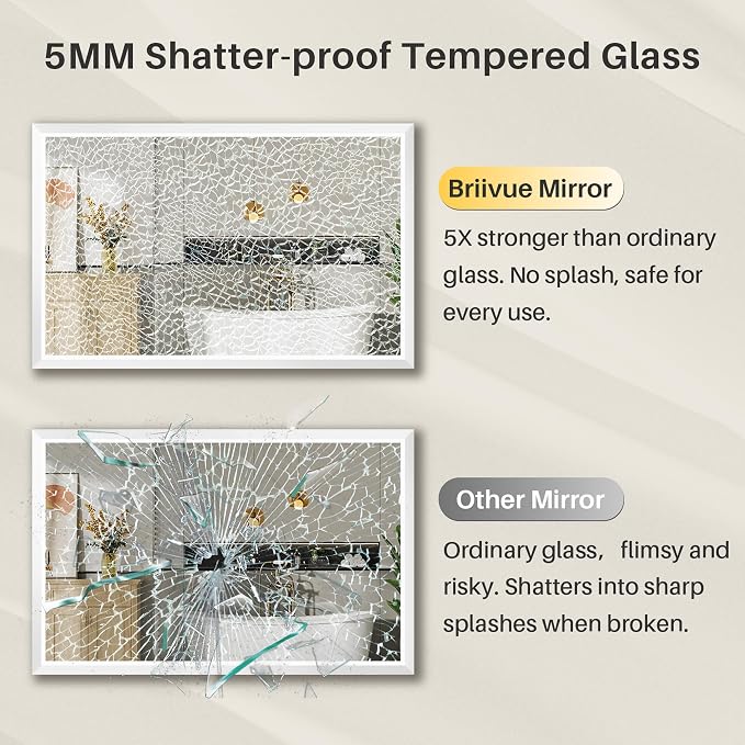 40x30 Inch White Bathroom Mirror - Image 8