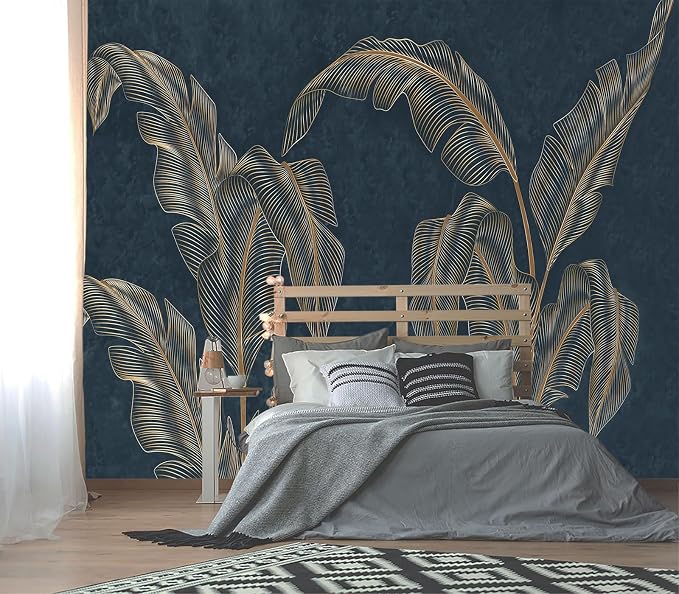 XMPMBM-Modernity Simple Abstraction Banana Leaf Fabric Wallpaper Dark Leaf by XMPMBM-Wallpaperthatwontpeeloff
