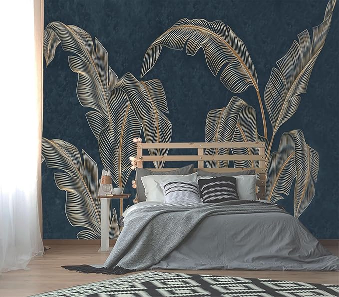 XMPMBM-Modernity Simple Abstraction Banana Leaf Fabric Wallpaper Dark Leaf by XMPMBM-Wallpaperthatwontpeeloff