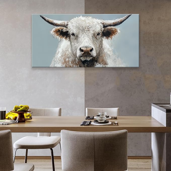 Wall Art Freedom Highland Cow Painting Wild Animal Cattle Canvas Art Wall Decor - Image 5
