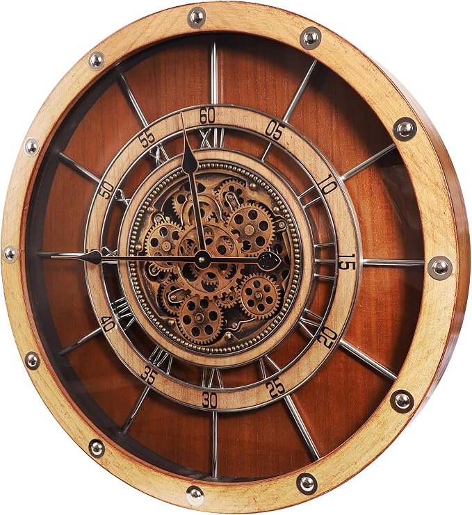 HOIBAI Wall Clock, 27 Inch Moving Gears Clock Large Wall Clock - Image 2