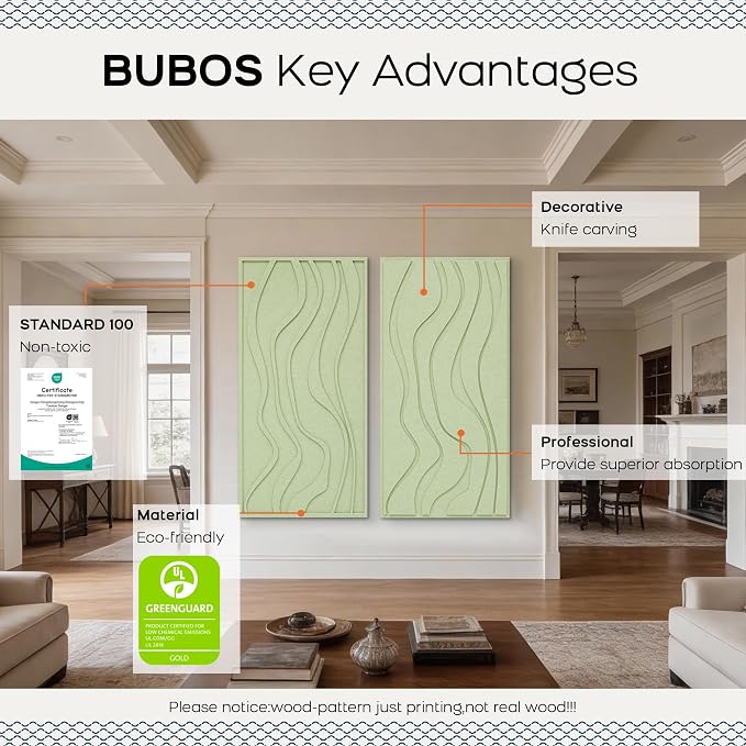 BUBOS 4 Pack Large Acoustic Panels, Total-Size 47.2 x 23.6 Inches Soundproof - Image 3