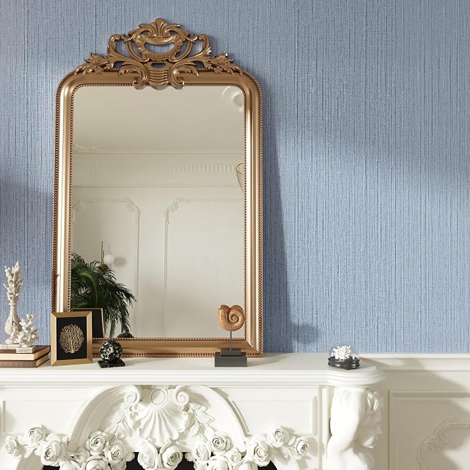 CRE8TIVE Large Size 24"x354" Light Blue Grasscloth Peel and Stick Wallpaper - Image 4