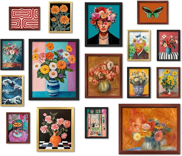 16 PCS Framed Eclectic Wall Art Decor, Mid Century Modern Maximalist Home by ANERZA