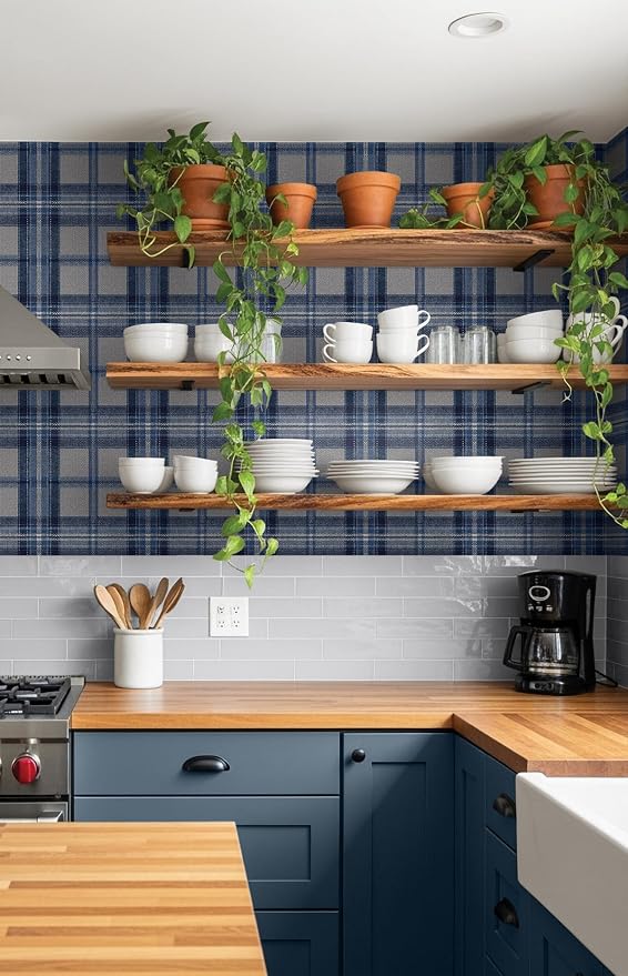 NextWall Harry & Grace Herringbone Plaid Premium Matte Non-Woven Peel and Stick - Image 3