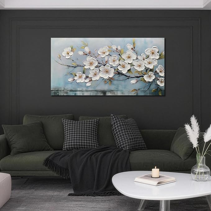 Anolyfi White Textured Flowers Wall Art - Image 6