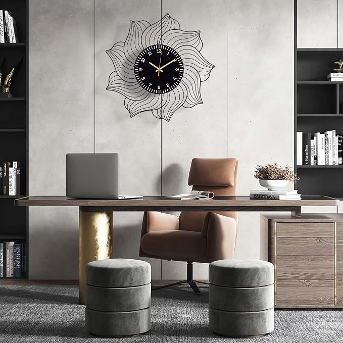 22 Inch Flower Wall Clock, Silent Non-Ticking Battery Operated Modern - Image 5