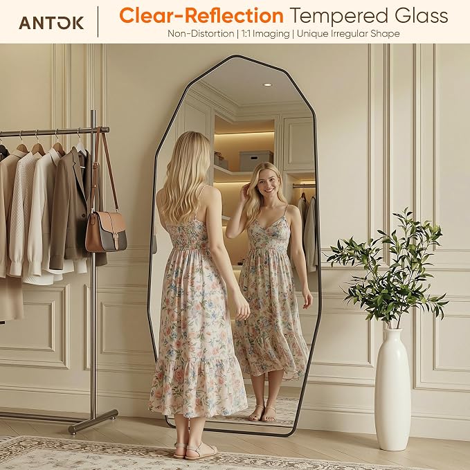 Antok Full Length Mirror, Free Standing Wall Mounted or Leaning Full Body Mirror - Image 4