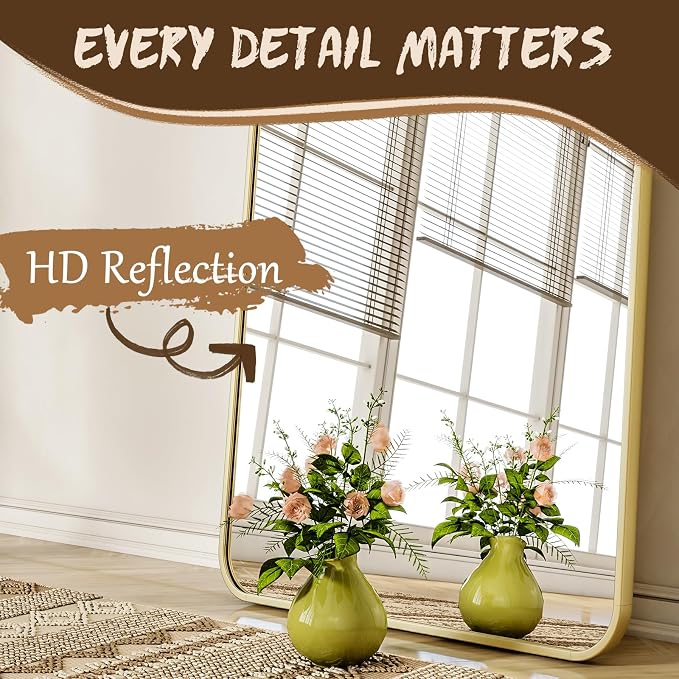 XRAMFY 56"x21" Floor Full Length Mirror Standing Full Body Rounded Corner - Image 5