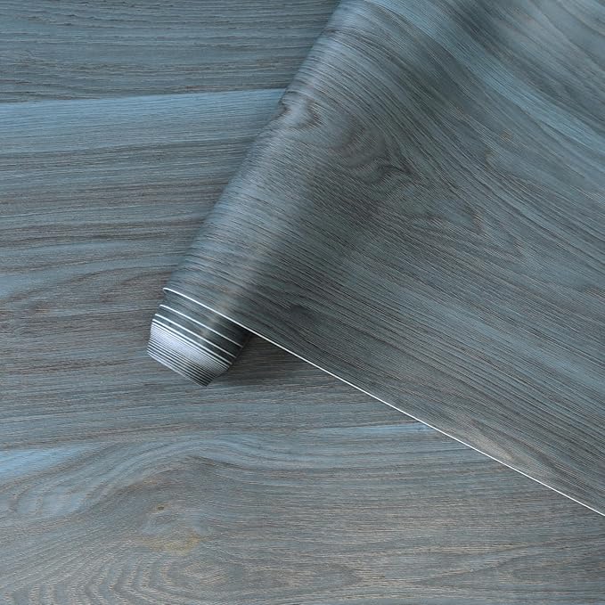 Peacock Blue Wallpaper Wood Grain Contact Paper by BOMENG