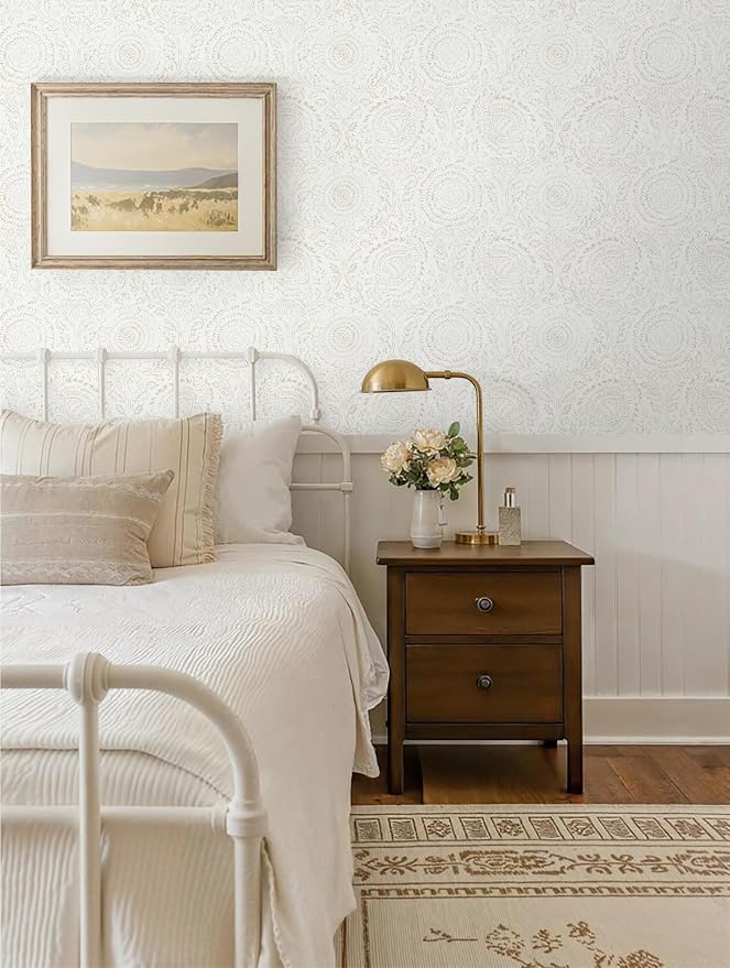 Heroad Boho Peel and Stick Wallpaper Modern Floral Wall Paper Neutral Beige - Image 5