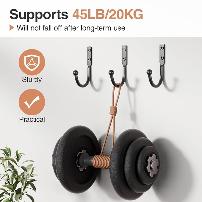 10 Pack Wall Hooks，Metal Hooks Hold up to 45 Lbs，Hooks Wall Mount - Image 2