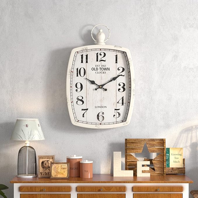 Menterry Large Retro Rectangle Wall Clock, Battery Operated Silent Decor Wall - Image 6
