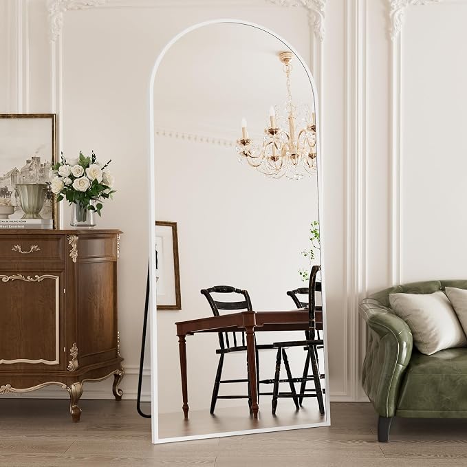 Rowjut Large 76"x34" Arched Full Length Mirror White Floor &Standing by Rowjut